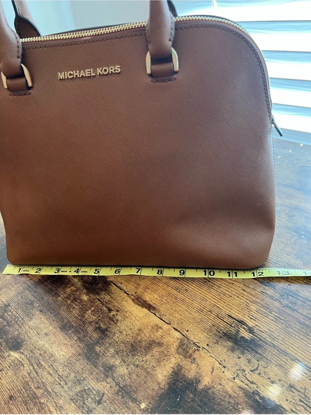Michael Kors Jet Set Travel Large Dome Satchel Brown Saffiano Leather NWOT